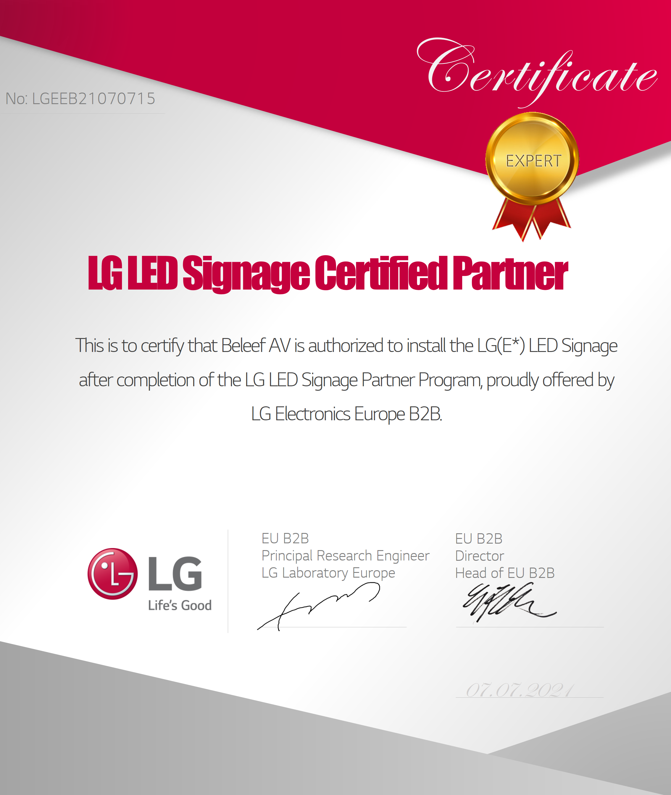 LG LED Signage Certified Partner | BeleefAV